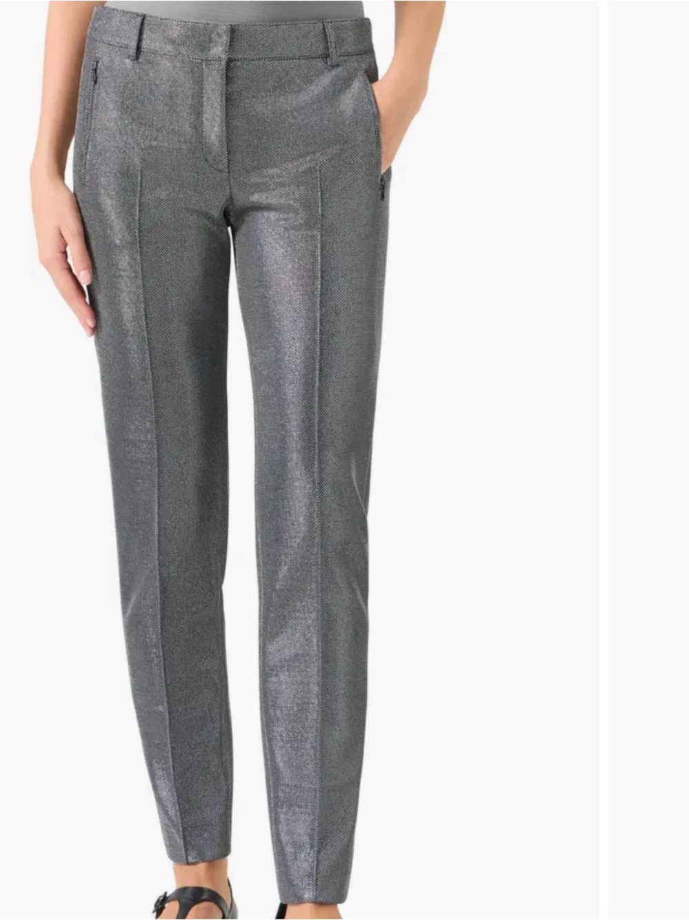 Akris Punto Brushed metallic tailored pants Size US 4 Inseams 26"
